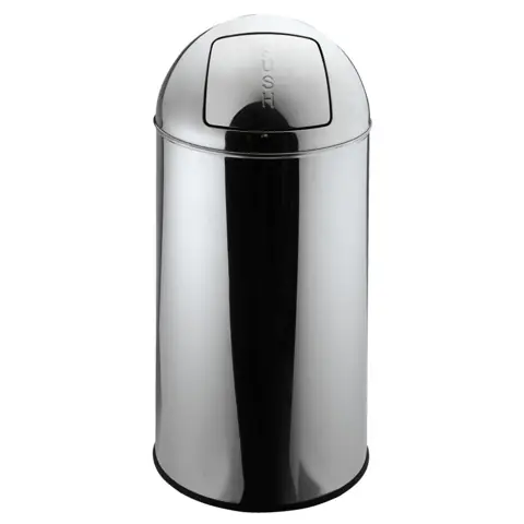 Poubelle Elliot à couvercle push, inox