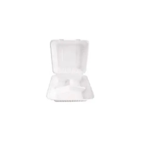 Lunch box en canne à sucre rectangulaire 3 compartiments Nature
